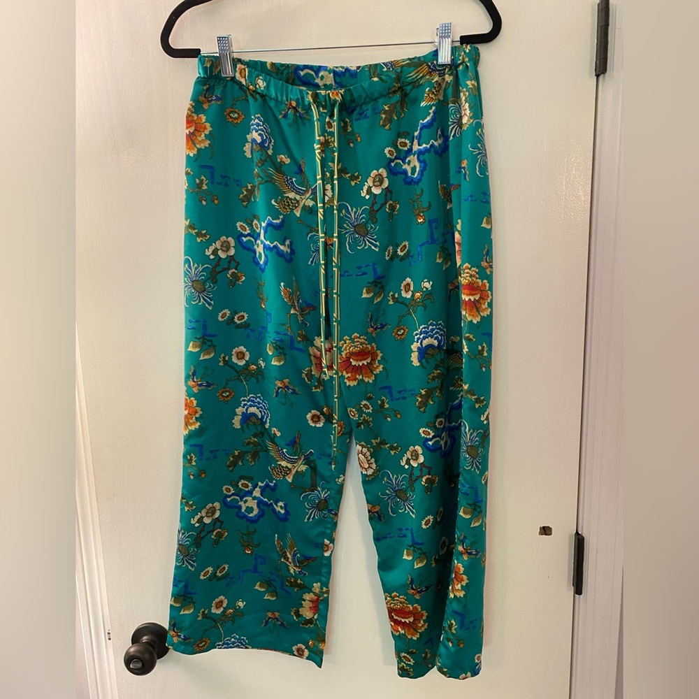 Natori Floral Green Pajama Pants Size medium P83